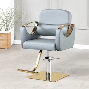 Fauteuil de barbier en cuir PU noir, chaise de coiffure hydraulique rembourrée pour salon de coiffure - Product Image 2