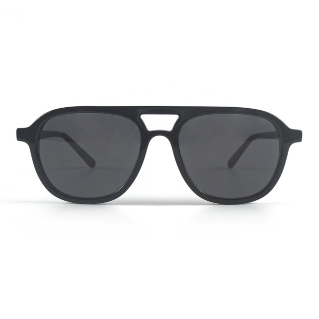 Polarized Bio Acetate Sunglasses Black Brand Aluminum Double Bridge Polarized Sunglass Trendy for Men Fashion Sunglasses CR-39