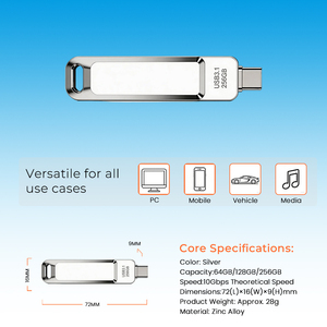 New High Speed Type-C Dual Interface USB 3.1 Flash Drive 64GB/128GB/256GB 10Gbps OTG Metal Custom Logo <strong>Business</strong> Gift 2-Year - Product Image 3