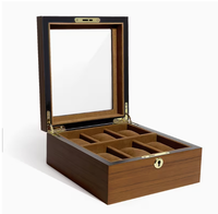 Boîte de rangement pour montre classique rectangulaire en bois massif pour homme avec couvercle en verre, boîte à bijoux décorative