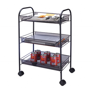 بيع بالجملة: تزيين المطبخ والمكتب والمنزل أداة مفيدة رف تخزين شبكي معدني بعجلات - Product Image 1