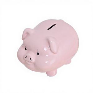 Hucha de Cerámica Pequeña y Creativa Redeco para Niños, Diseño de Niña Rosa - Regalo y Decoración para el Hogar - Product Image 2