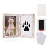 Kit d'empreintes de pattes commémoratives pour animaux de compagnie, cadre en bois, impression sans encre, souvenir pour chien et chat, décoration