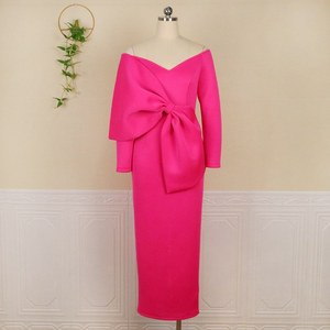 Y307040 S-4xl femmes longues robes de soirée épaules nues grand nœud <span class=keywords><strong>grande</strong></span> <span class=keywords><strong>taille</strong></span> robes moulantes minces - Product Image 4
