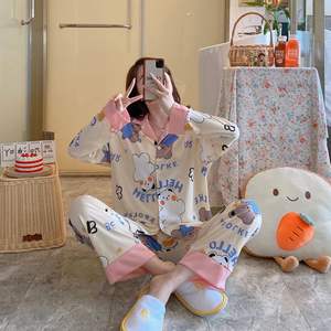 ชุดนอนสตรีแบบเปิดลงสำหรับฤดูใบไม้ร่วงฤดูหนาวชุดเสื้อเชิ้ตติดกระดุมพิมพ์ลาย - Product Image 3