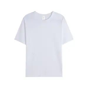 T-shirt unisexe peigné 100% coton uni blanc noir blanc basique t-shirt logo personnalisé t-shirt