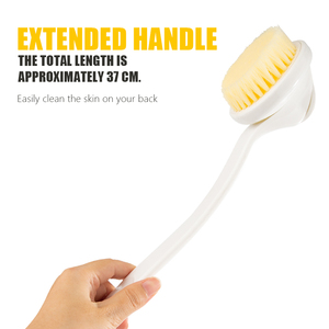 Новый дизайн, 37 см, скрабер для спины 2-в-1, с длинной ручкой, мягкая щетина, отшелушивающая, съемная, для душа и ванны, щетка для тела - Product Image 3