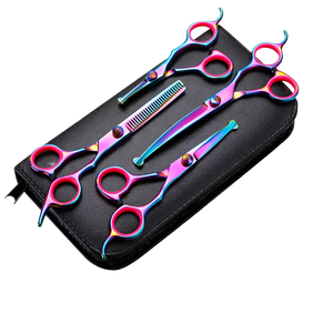 Juego de Tijeras Plegables de Acero Inoxidable para Peluquería Canina, Profesional, 5 Piezas, Coloridas, en Oferta - Product Image 2