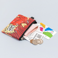 Tas dompet penyimpan dompet buatan Taiwan dompet koin ritsleting kulit imitasi minimalis