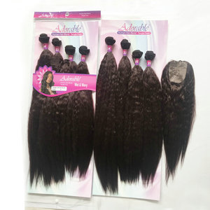 Cheap Synthetic <strong>Hair</strong> With Lace Closure, Wet and Wavy 20&quot; to 24&quot; in a Pack - Product Image 1