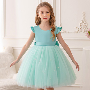 Vestiti per bambini da festa estivi per bambini abiti da compleanno per bambine eleganti con fiocco vestiti per <span class=keywords><strong>bambina</strong></span> - Product Image 4