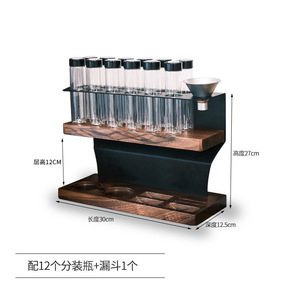 Estante de Almacenamiento de Granos de Café Personalizado al por Mayor, Tubos de Madera de Nogal y Vidrio para Dosis Individuales, Accesorios para Cafetería y Barista - Product Image 3