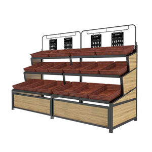 Estanterías de Doble Cara para Frutas y Verduras Frescas, Estantes de Madera y Acero para Supermercado y Fruterías - Product Image 6