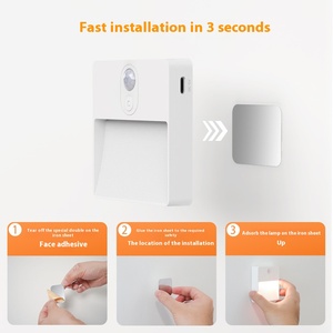 Tùy chỉnh nhà máy mini USB LED ánh sáng ban đêm ABS cơ thể mới RGB cảm ứng cảm biến điều khiển cạnh giường ngủ sạc chiếu sáng Pin vuông - Product Image 4