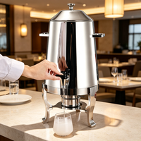 Distributeur de boissons en acier inoxydable FLEY avec couvercle, robinet et support surélevé pour service de buffet d'hôtel et de restauration