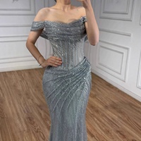Robes de soirée scintillantes dorées Serene Hill LA73410 2026, style sirène, épaules dénudées, corset, robes de soirée formelles avec fente haute