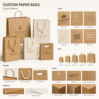 Sac shopping en papier kraft personnalisé de luxe avec logo en relief et impression à chaud pour l'emballage de marque