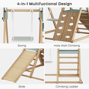 <b>Swing</b> Set Solid Wood Children's Climbing Frame Outdoor Indoor Home Small Family Exercise Playground Baby Climbing <b>Slide</b> - Product Image 4