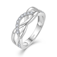 Ensemble de bagues de couple torsadées en argent sterling 925, serties de zircone cubique, bagues infini pour lui et pour elle, bijoux pour les doigts, cadeau