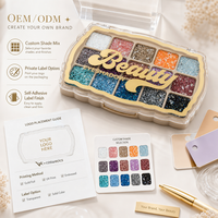 Palette de fards à paupières scintillants étoiles et lune, marque privée, brillance multidimensionnelle, logo sérigraphié