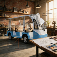 Bus électrique de tourisme 11 places avec sièges de bus, 72V 4KW AC, autonomie 80-100km, pour transport en navette d'hôtel