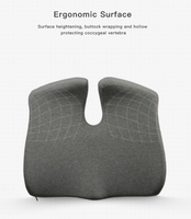 Coussin de siège orthopédique en forme de U avec mousse à mémoire de forme au charbon de bambou pour soulager la pression, design ergonomique, amovible et lavable