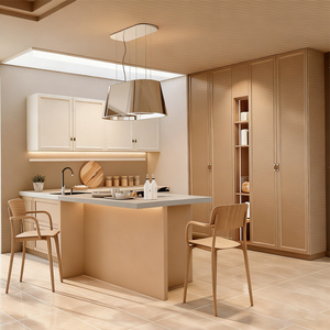 Mobile da Cucina Americano in Legno, Corpo in Truciolato, Anta Senza Vernice, Noce Rosso Okoume, Telaio+Pannello Interno in Truciolato Verniciato, Prodotto in Cina - Product Image 4