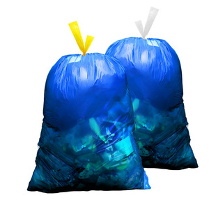 Custom Drawstring Trash Bags Thickened Blue For Commercial Use - Product Image 2