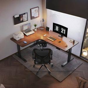 Bureau debout électrique Yazhi à moteur unique, 160 cm, réglable en hauteur, en tissu blanc - Product Image 2