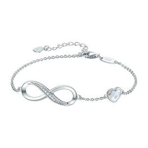 Custom logo Infinity Heart Symbol Charm Link <b>Bracelet</b> for Women Sterling Silver Stainless Steel Adjustable Mother's Day Gift - Product Image 1