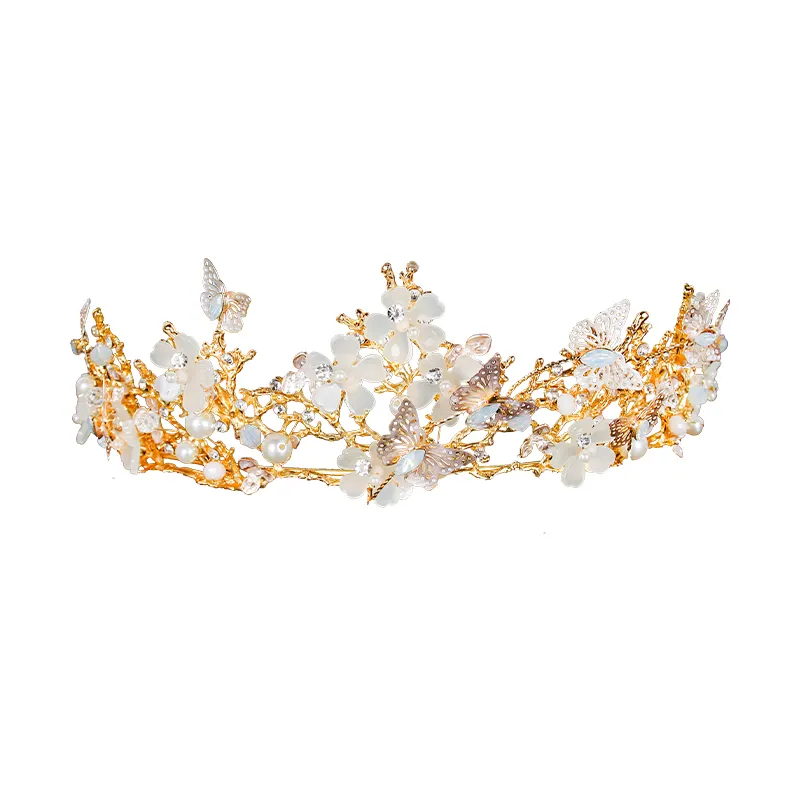 Bando Kristal Putri dan Mahkota Anak Perempuan, Perhiasan Ikat Rambut Mutiara Aksesori Rambut Pernikahan Pengantin Perempuan