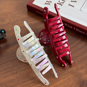 Pince à cheveux coréenne Qian Jin pour <span class=keywords><strong>femme</strong></span>, avec strass colorés en acétate, idéale pour le quotidien et les soirées - Product Image 2