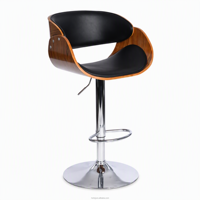 Tabouret de bar pivotant de luxe HR-6003B avec structure en contreplaqué, coussin en PU, base chromée 450 mm pour hôtel, salle à manger, vente en gros directe d'usine