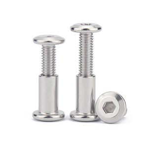 Vis et <span class=keywords><strong>écrou</strong></span>s de fixation pour meubles en acier inoxydable 304, <span class=keywords><strong>tête</strong></span> plate ronde hexagonale, <span class=keywords><strong>avec</strong></span> douille et <span class=keywords><strong>écrou</strong></span> à barillet, jeu de vis de verrouillage - Product Image 3