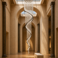 Lustre suspendu moderne en cristal long et grand pour hall d'hôtel de luxe, villa, maison, escalier, salle d'exposition