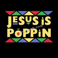 Service de transfert de film DTF religieux personnalisé avec logo « Jesus Is Poppin » à repasser, impression de transfert sur film DTF chrétien pour motifs melaninés
