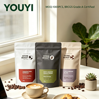 Sachet de café anti-odeur personnalisé avec logo, refermable, en Mylar de qualité alimentaire, à fermeture éclair, pour grains de café, 250g, 500g, 1kg