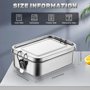 Boîte à lunch en acier inoxydable 304 sans BPA, écologique, pour nouveau-nés et enfants, avec 2 compartiments, couvercle en plastique, préservation de la fraîcheur - Product Image 2