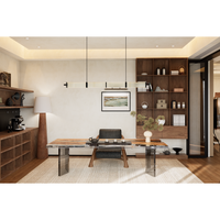Aménagement intérieur du deuxième étage d'une maison individuelle avec salon, bureau et salle de bien-être, ainsi que plans d'étage