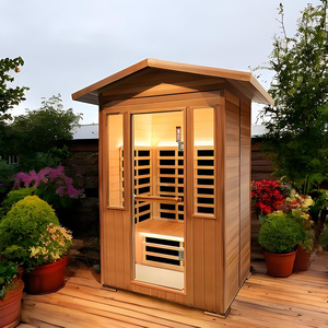 Su misura moderno cedro rosso conico Sauna Smart pannello elettrico stufa vetro temperato porte finestre funzione vapore per ville - Product Image 2