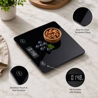 Báscula Digital de Cocina de Alta Precisión, Báscula Electrónica para Cocinar y Hornear con Plataforma de Vidrio Templado, Sensor Táctil y Función de Tara