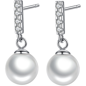 Pendientes de Perlas de Agua Dulce Naturales de 9-10 mm con Circonitas y Plata de Ley 925 Chapada en Oro para Mujer, Ideales para Aniversarios y Fiestas - Product Image 1