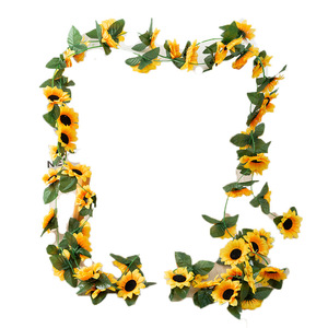 Guirnalda Artificial de Girasoles de Seda con Lirios del <span class=keywords><strong>Valle</strong></span>, Flores Artificiales para Decoración de Jardín y Fondos Fotográficos - Product Image 2