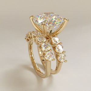 Set di Anelli di Fidanzamento Classici con Zirconi Rotondi a Quattro Punte per Donne, Gioielli alla Moda per Matrimoni e Feste - Product Image 5