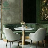 Ensemble de meubles de salon de café, restaurant, hôtel, moderne, rond, en marbre, en velours, demi-cercle, table et chaises, canapé