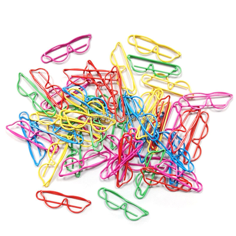 独特的彩色眼镜形状回形针用于办公文具礼品套装眼部保健顾问用品每盒