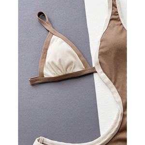 Maillot de bain une pièce à bretelles avec bord contrastant et découpes, tenue de plage pour adulte, mini micro bikini, monokini, fabrication sur mesure - Product Image 3