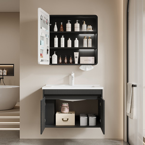 Honeycomb aluminum honeycomb bathroom cabinet with side cabinet washbasin washbasin integrated ceramic - Product Image 5