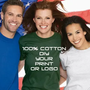 JX Wholesale Drop-Ship T Shirts Men 100% Cotton Short Sleeve Solid Male Female Tshirts Tees Tee Shirt We Can Print Logo