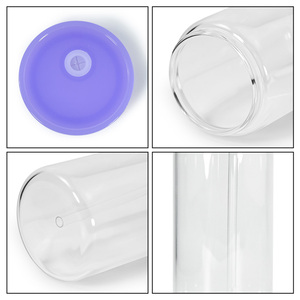 Venta al por Mayor en Almacén de EE. UU., Paquete de 25 Unidades, Vasos de Vidrio Transparente para Sublimación de 16 oz, Tapas de PP de Colores, Reutilizables, Portátiles, Estilo Americano Clásico - Product Image 2